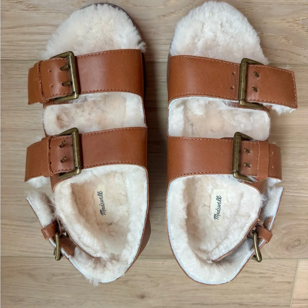 Madewell Women’s The Shearling-Lined Madelyn Sandals Shoes Cozy Size 7 NWOT
